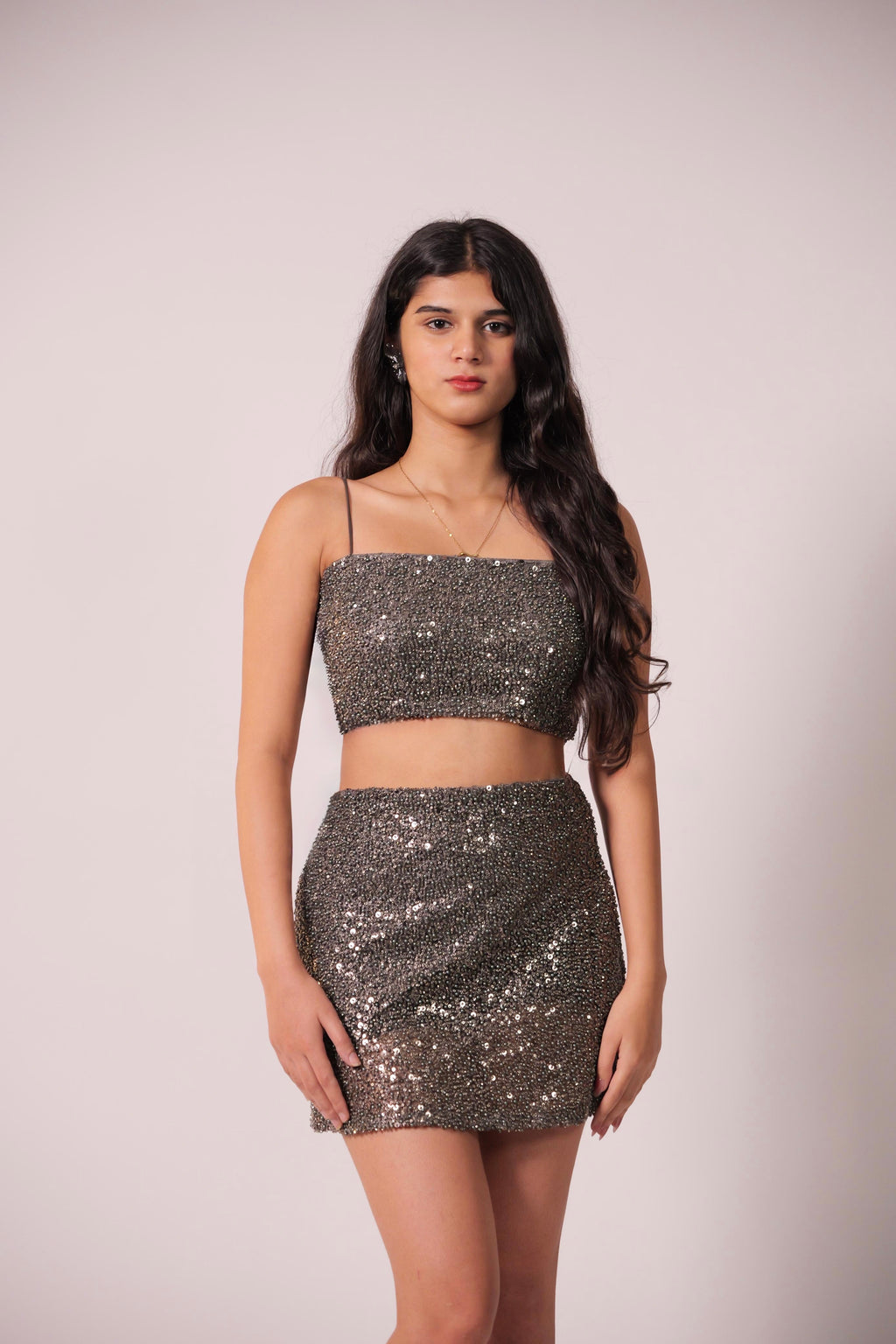 Gunmetal embellished co ord set