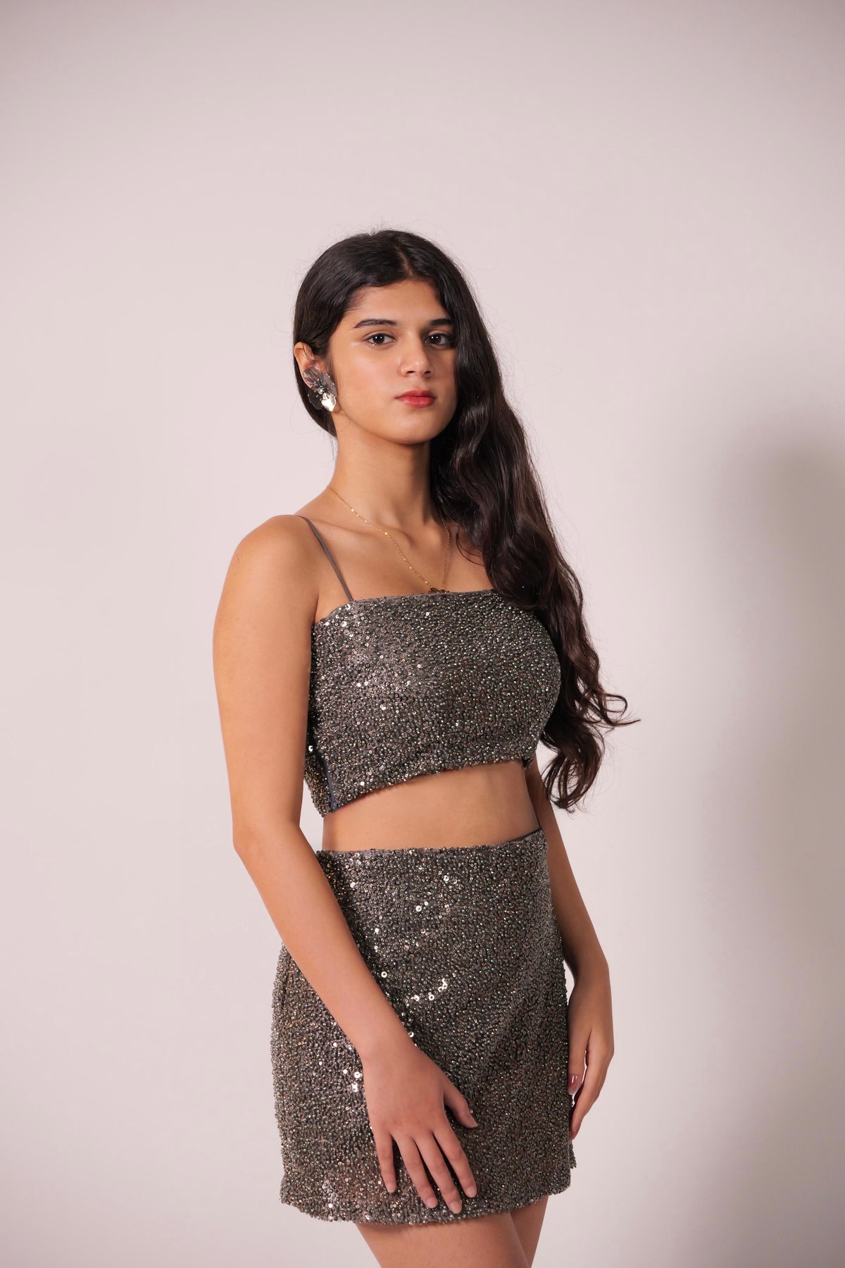 Gunmetal embellished co ord set