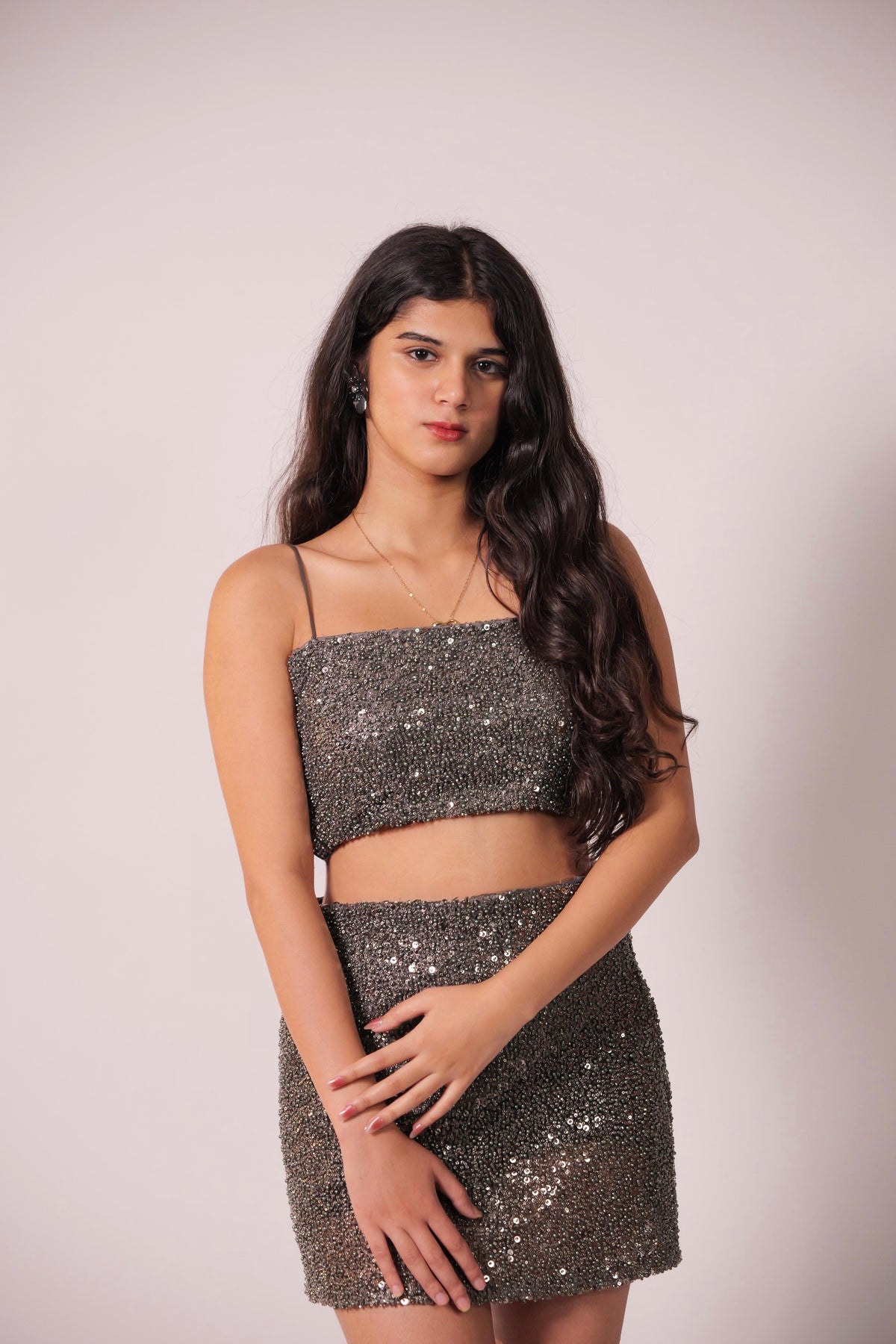 Gunmetal embellished co ord set