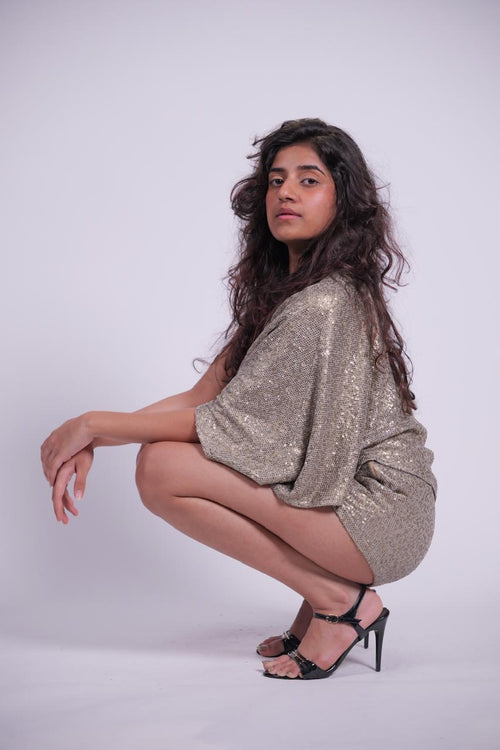 Champagne Sequin Draped Set
