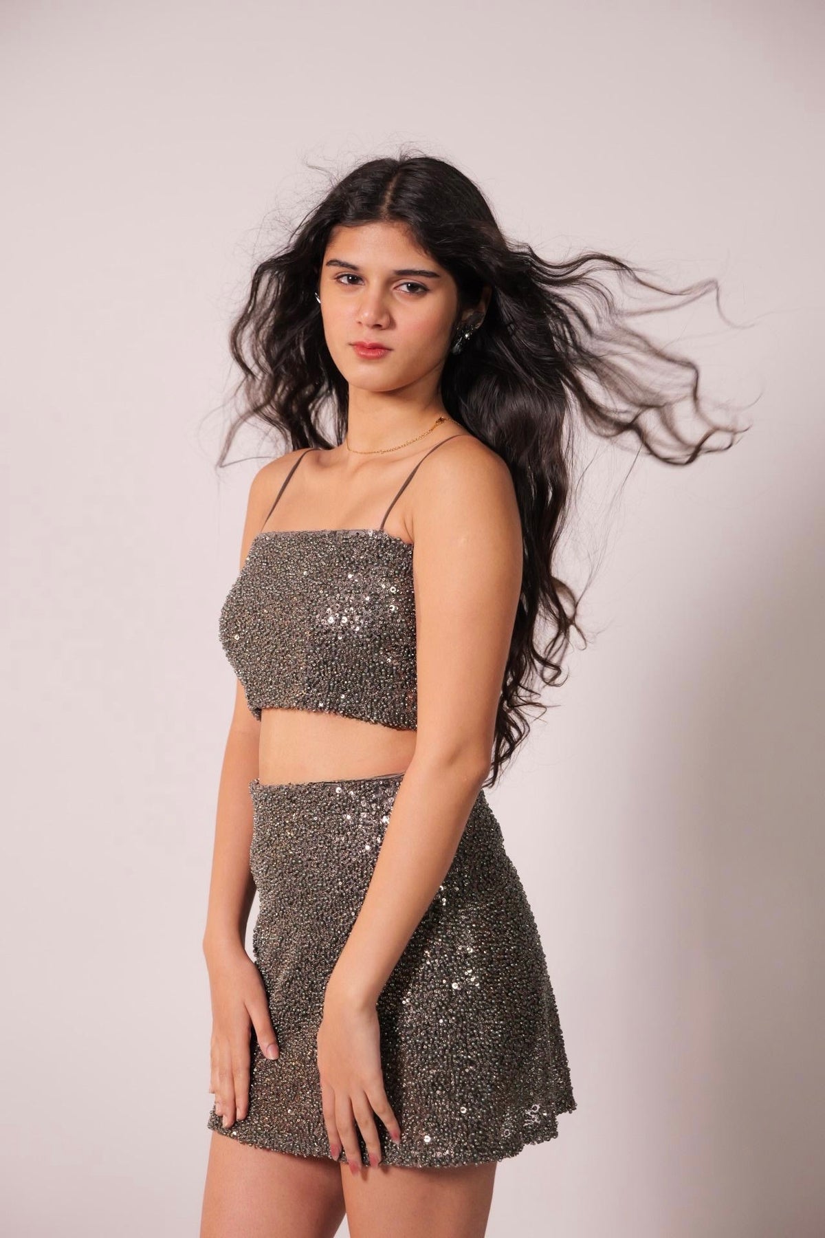 Gunmetal embellished co ord set